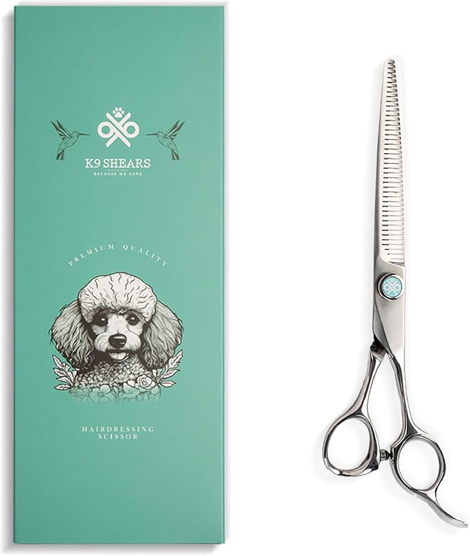 7" Dog Grooming Thinning Scissors – Handcrafted, Ergonomic, VG10 Stainless Steel for Sharper, Tougher, Better Edge Retention, Thinning Rate 50%