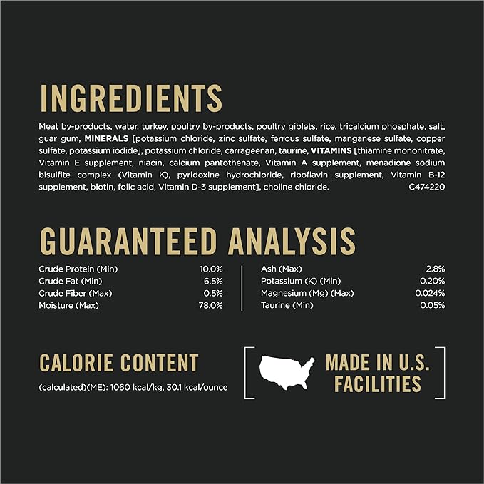 Purina Pro Plan Urinary Tract Health Turkey and Giblets Entree Classic Wet Cat Food Pate - (Pack of 24) 3 oz. Pull-Top Cans