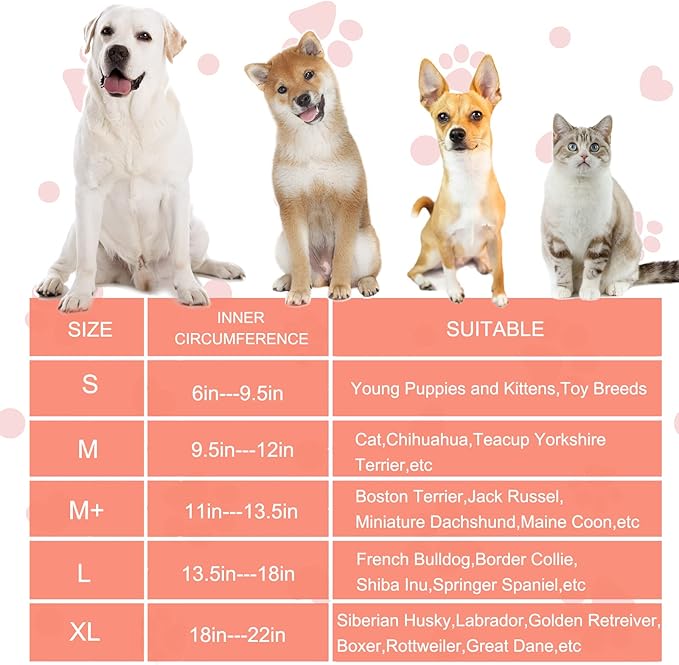 Inflatable Dog Cone Collar for Large Medium Small Dogs, Soft Dog Donut Collar Adjustable Recovery Cone for Pets After Surgery, Extra Enhanced Anti-Licking Guard Shield (Pink Donut, Medium Plus)