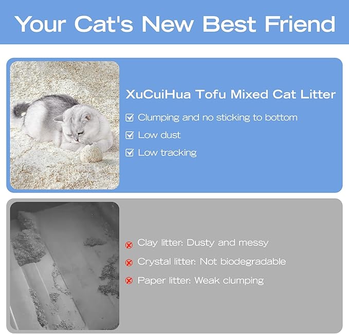 Corn & Tofu Cat Litter, Plant-Based, Strong Clumping Litter, Odor Control, Easy Scooping, Clumps Lift Cleanly, Low Dust, 5.5 LB x 3 Bags