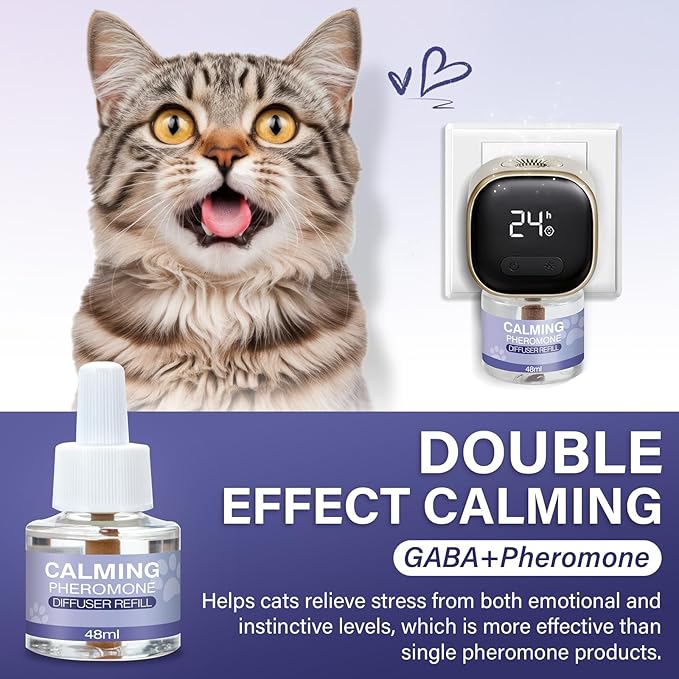 Cat Calming Diffuser Refill 9 Pack Pheromone Diffuser to Calm Cats 270 Days Effectively Anti Anxiety Relief Stress Cat Pheromones Calming Refills 48ml/Bottle Fits All Cats And Common Diffusers Plug in