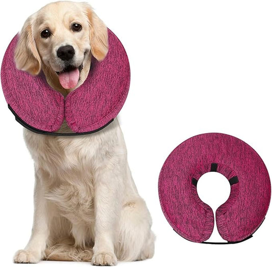 MIDOG Inflatable Dog Cone Alternative for After Surgery - Soft Protective Donut Collar Prevents Licking & Allows Eating, Comfortable Recovery E-Collar Alternative for Small Medium Large Dogs (Rose,L)