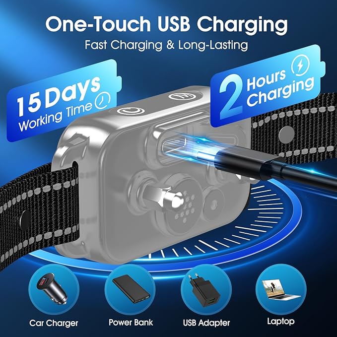 DINJOO Bark Collar, Dog Collar for Large Medium Small Dogs,Smart Barking Collar,Rechargeable Anti Barking Training Collar with 8 Adjustable Sensitivity,Bark Collar with Beep (Grey)