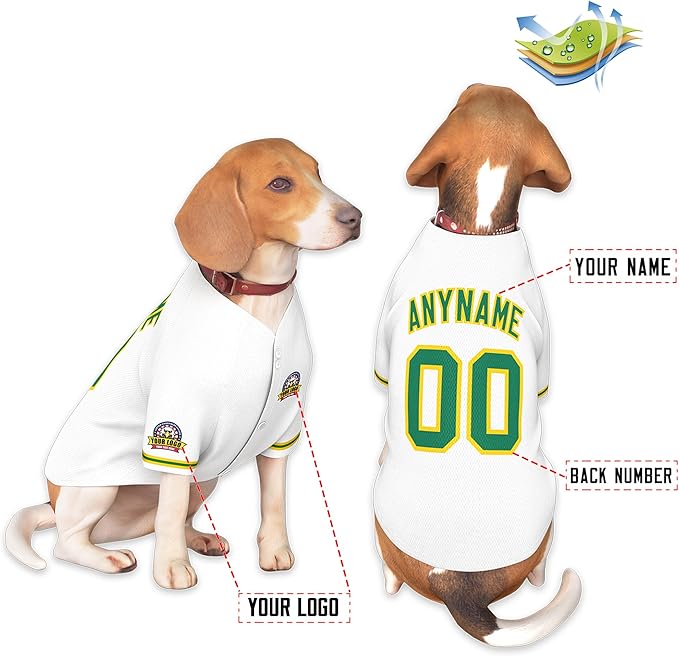 Custom Dog Baseball Jersey with Name Number Logo for Small Pet Dogs-Personalized Dog Shirts