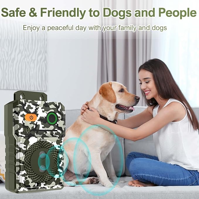 Anti Barking Device for Dogs, Rechargeable Ultrasonic Dog Barking Control Devices Up to 50 Ft Range with 3 Modes, Barking Silencer Sonic Barking Deterrent Indoor/Outdoor Safe for Dog & People