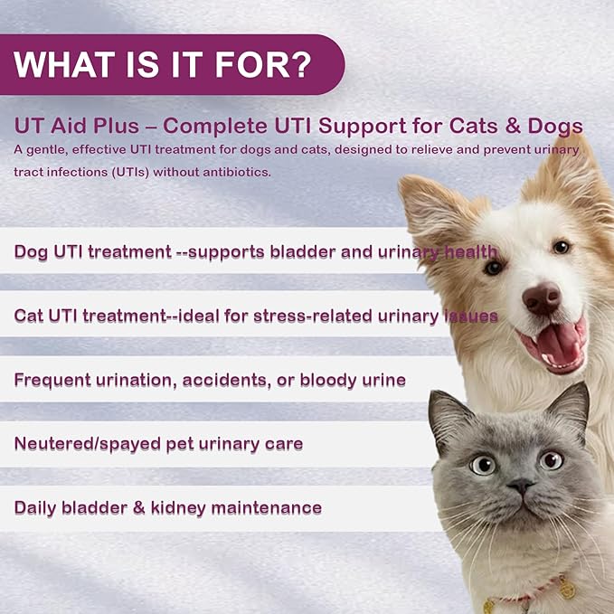 Natural UTI Treatment for Cats & Dogs – Antibiotic-Free Urinary Tract Infection Support Supplement – Bladder & Kidney Health – Incontinence Prevention – 30 Capsules