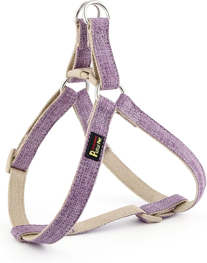 Plutus Pet Cotton Hemp Step in Dog Harness, Sustainable, Lightweight and Escape-Proof, Quick Fit Dog Harness for Puppy Small Medium and Large Dogs, Lavender, XS