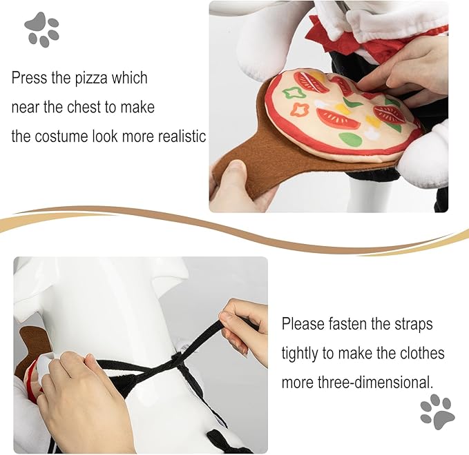 NACOCO Dog Halloween Waiter Costume - Pet Pizza Outfit Cute Funny Cosplay Clothes Apparel with Pizza Party Holiday for Small Medium and Large Dogs Cats(Black, M)