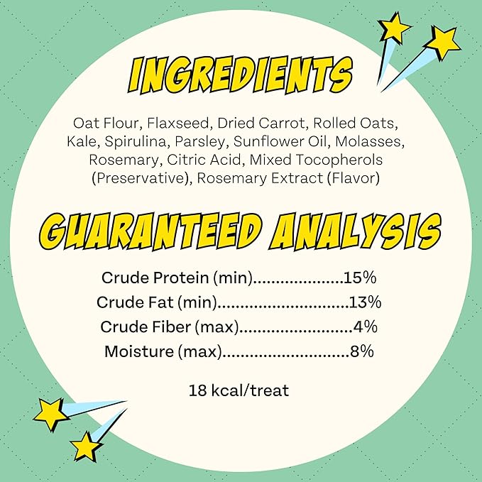 Chippin Healthy Dog Treats with Kale, Carrots, & Spirulina, Crunchy Vegan Biscuit, All-Natural, Hypoallergenic Gift for Dog Lovers, Gentle on Sensitive Stomachs, Gut Healthy Meal Topper, 2-Pack