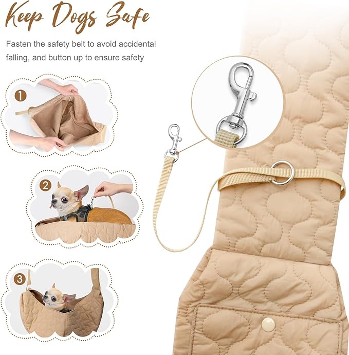 Dog Sling for Small Dogs, Front Dog Sling Carrier, Padded Adjustable Pet Soft Carrier with Adjustable Shoulder Strap, Travel Safety Harness Machine Washable for Small Cats Puppy Outdoor