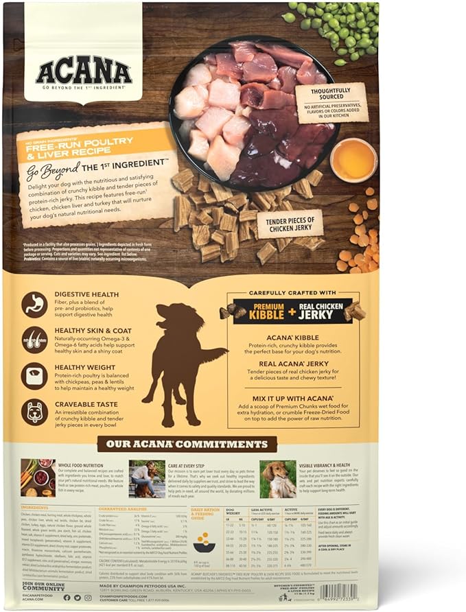 ACANA Butcher’s Favorites Grain-Free Dry Dog Food Free-Run Poultry & Liver Recipe 17lb Bag