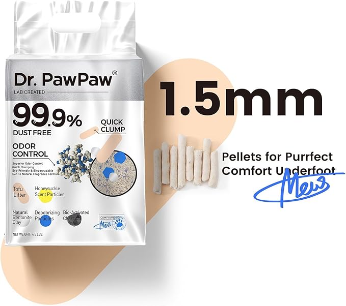 Dr. PawPaw Tofu Cat Litter, Honeysuckle Scent, 4 Pack