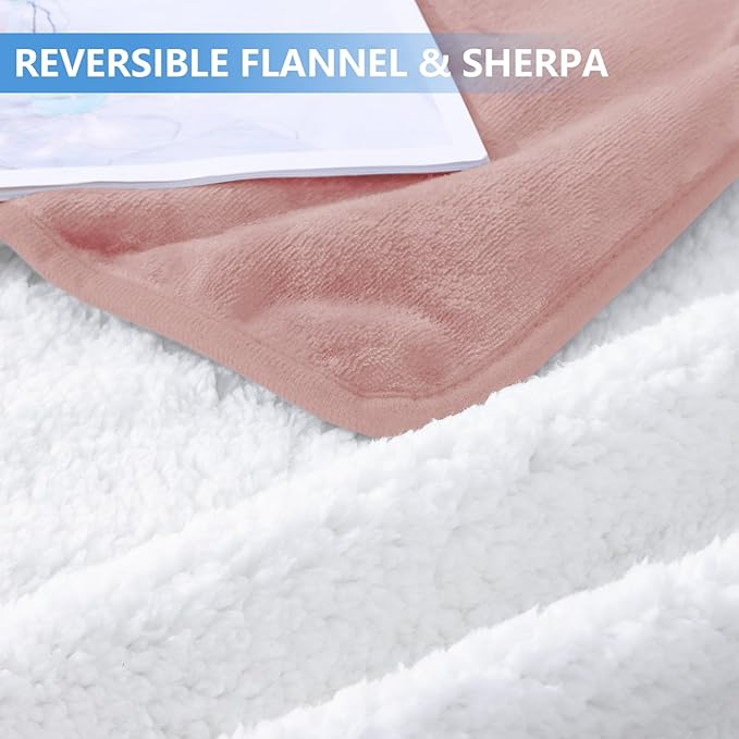 Smiry Waterproof Dog Bed Blanket, Leakproof Pet Throw Blanket for Bed Couch Sofa, Reversible Sherpa Fleece Furniture Protector Cover for Small Medium Large Dogs Cats (Dusty Pink, 32x40 inches)