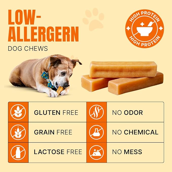 Tibetan Dog Chew Yak Cheese Sticks - Natural Treats for Extra Large Dogs, Long-Lasting, Easy Digest, Perfect for Aggressive Chewers, Grain and Gluten-Free, 3 Durable Chews
