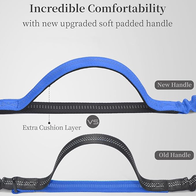 iYoShop Retractable Hands Free Dog Leash - Dual Handle Bungee Waist Leash for Small, Medium and Large Dogs (Medium/Large, 25-150 lbs, Royal Blue)