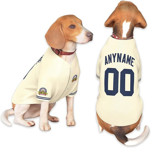 Custom Dog Baseball Jersey with Name Number Logo for Small Pet Dogs-Personalized Dog Shirts