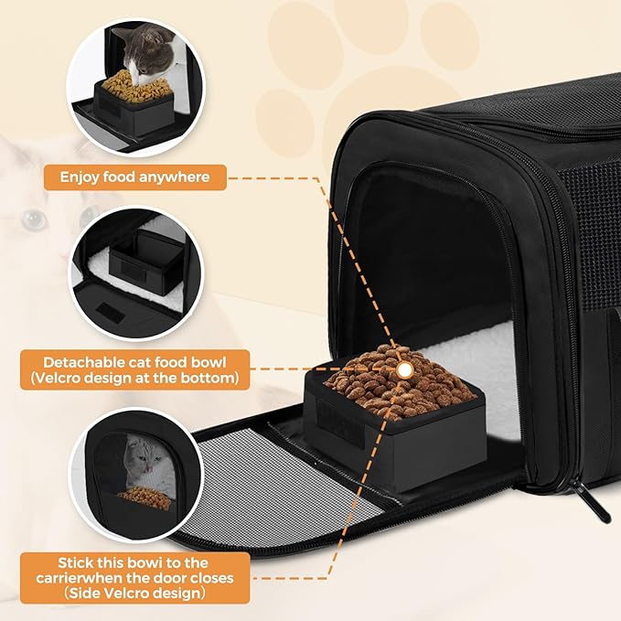 Cat Carrier, Dog Carrier for Small Dog Medium Cats,Pet Travel Bag Puppies up to 15 Lbs,TSA Airline Approved Cat Carrier Soft