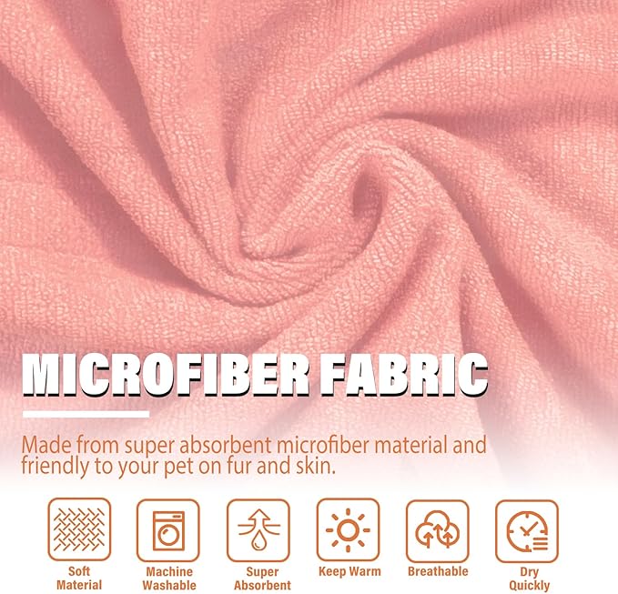 Dog Robe - Fast Drying Towel - Microfiber Super Absorbent Pet Bathrobe, Adjustable Collar & Belly Strap (Pink, XX-Large)