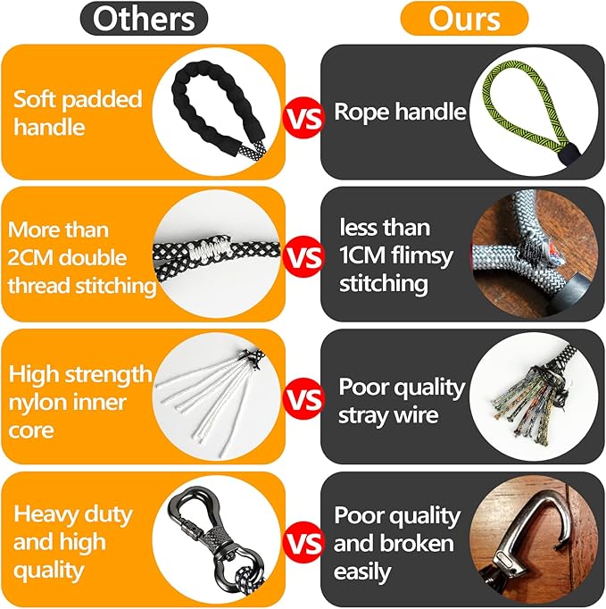 NTR 15FT Strong Dog Leash, Olive Rope Leash with Swivel Lockable Hook and Comfortable Padded Handle, Cat Puppy Lead for Small Medium Large Dogs Training, Playing, Camping,or Backyard, 15ft*3/5/''