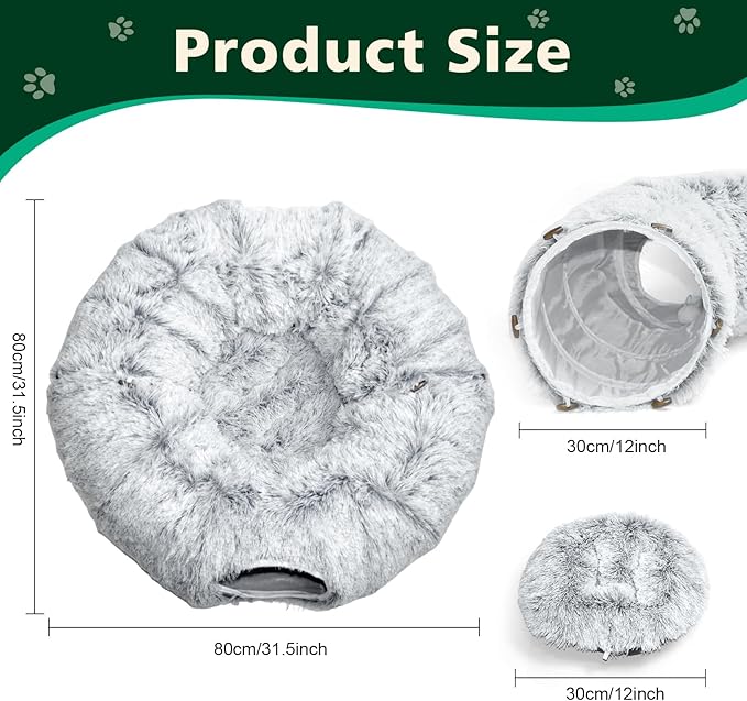 Multifunctional Cat Tunnel Toy - XL Interactive Cat Play Tunnel with Climbing Holes and Thick Resting Mat, Ideal for Mult Homes and Extended Playtime (Ash Gray)