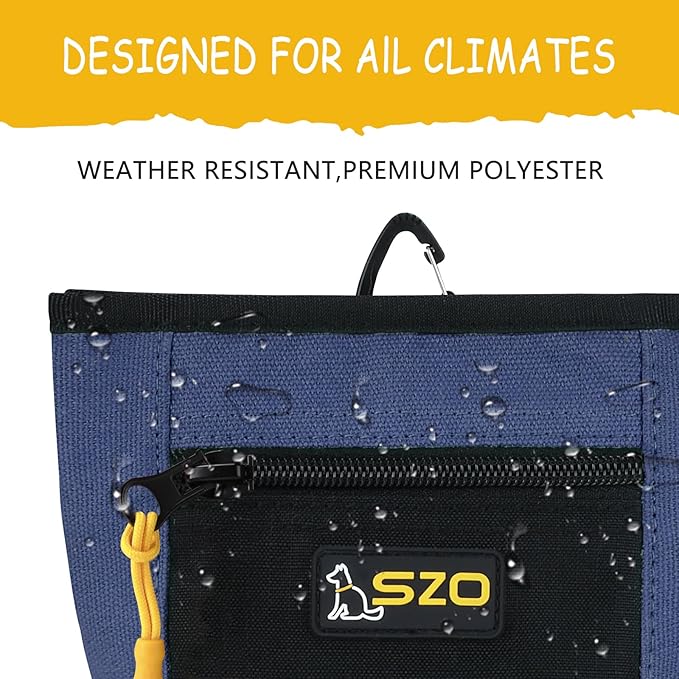 SZO Dog Treat Pouch with Pet Training Clicker, Dog Training Treat Pouch with Waist Belt Clip, Magnetic Closure, Hands-Free Training - Black&Purple