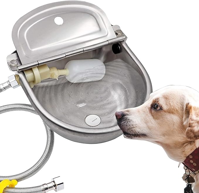 Automatic Dog Water Bowl Dispenser Large Size Pet Waterer Feeder Stainless-Steel Water Trough for Poultry and Small Livestock