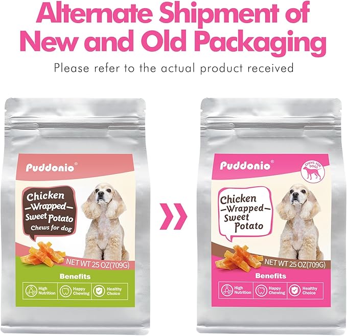 Dog Treats, Chicken Wrapped Sweet Potato Dog Treats, Rawhide Free Healthy Snacks, Soft Chews for Puppy and Small Dogs, 25 oz