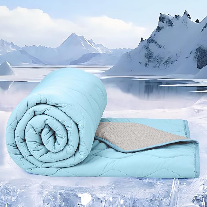 Cooling Blanket for Dogs - Q-MAX>0.4 Waterproof Pet Throw Blanket Bed Cover, Non-Slip Dog Blankets for Couch Protector, Washable Furniture Cover for Summer, Blue,30x40