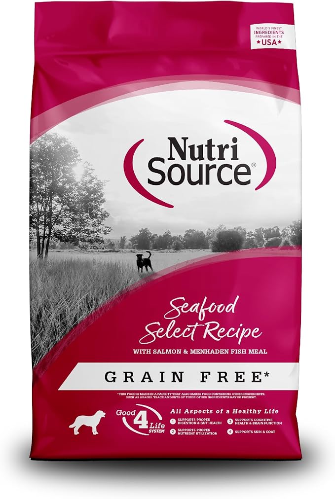 NutriSource Seafood Select Grain Free Dry Dog Food, Salmon and Menhaden Fish Meal, 12LB
