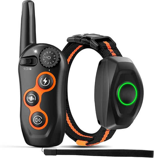 Dog Training Collar, IPX7 Waterproof Dog Shock Collar with Remote Control Range 1300ft, 3 Training Modes, Beep, Shock, Vibration, Rechargeable Shock Collar for Large Medium Small Dogs