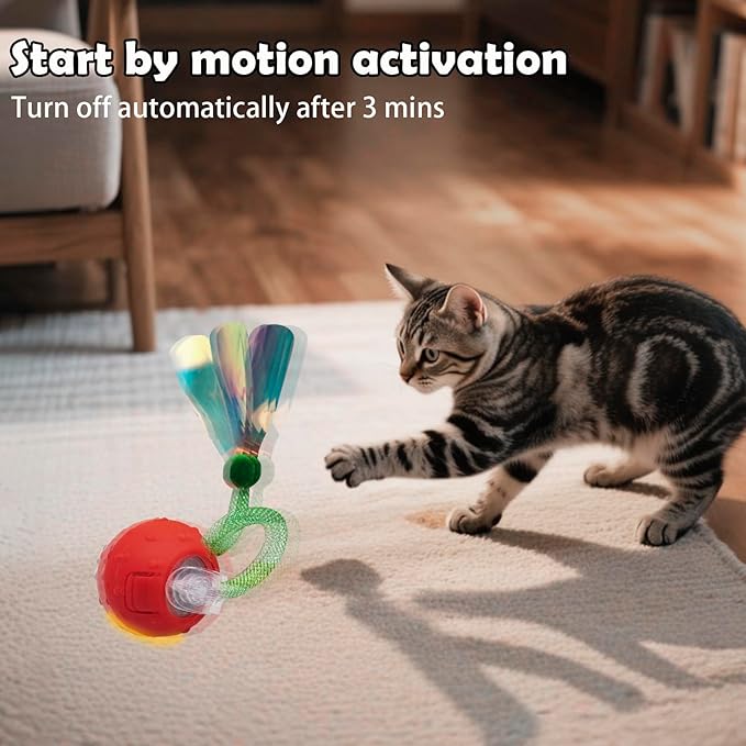 Interactive Cat Toys for Indoor Cats, 3rd Generation Agility Mobile Cat Ball with Flexible Mesh Tail, Automatic Kitten Toy, for Bored Indoor Adult Cats.