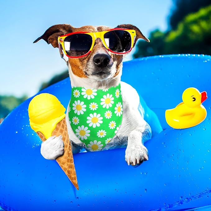 Weewooday 20 Pcs Spring Dog Bandanas Bulk Adjustable Spring Dog Bandanas Bibs Scarf Bib Washable Triangle Doggy Kerchief for Small Medium Large Pet Summer Easter Costume Accessory