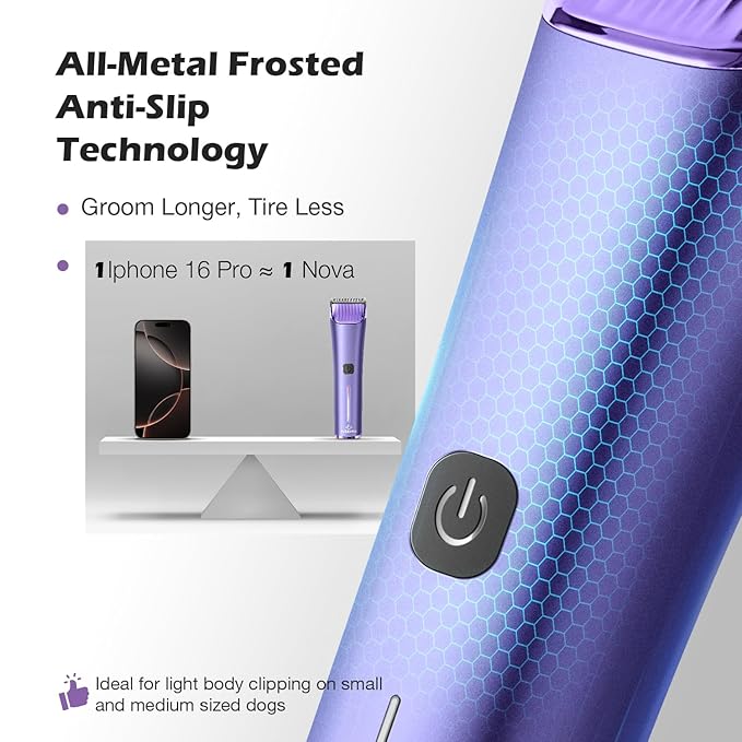 Professional Dog Grooming Clipper with Replacement Blade, 5-in-1 Adjustable Blade Cordless Pet Grooming Kit 2 Speed Rechargeable Trimmer Hair Shaver with Detachable Metal Combs Nova for Animal Horse