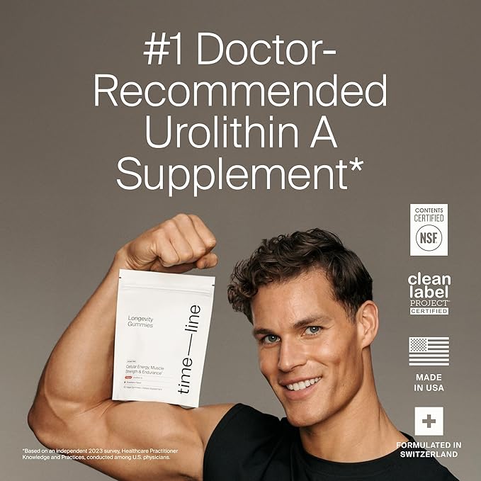 Timeline Mitopure Urolithin A Supplement Gummies - Clinically Proven Support for Healthy Aging and Cellular Renewal - Mitoceutical for Muscle Strength and Longevity