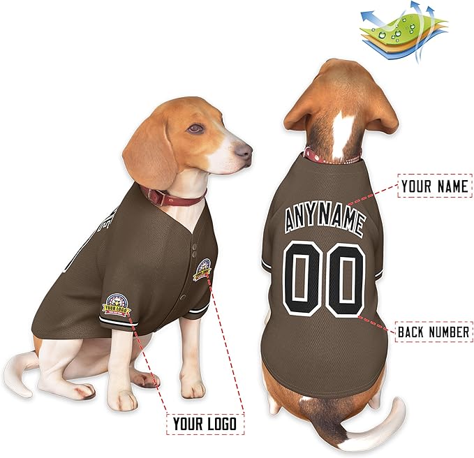 Custom Dog Baseball Jersey with Name Number Logo for Small Pet Dogs-Personalized Dog Shirts