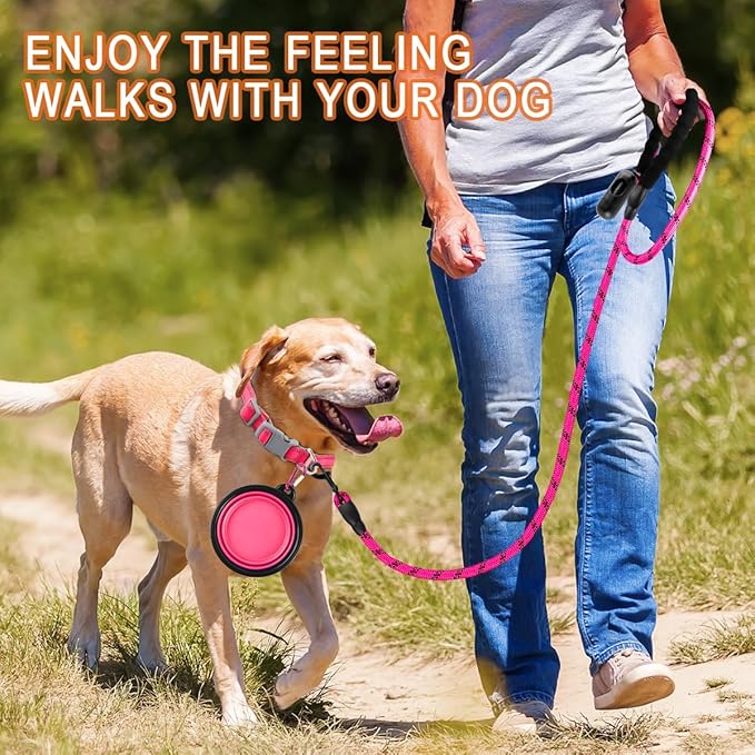 BARKBAY Dog Leashes for Large Dogs Heavy Duty Dog Leash 4/5/6 FT with Comfortable Padded Handle and Highly Reflective Threads for Medium Large Dogs Walking Training Running (6FT-1/2'',Fushcia)