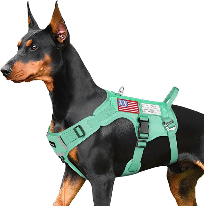 FAYOGOO Tactical Dog Harness for Large Medium Dogs - Mesh Breathable Dog Harness Escape Proof with Handle - No Pull Military Service Dog Vest with Removable Patches for Walking,Training,Hiking