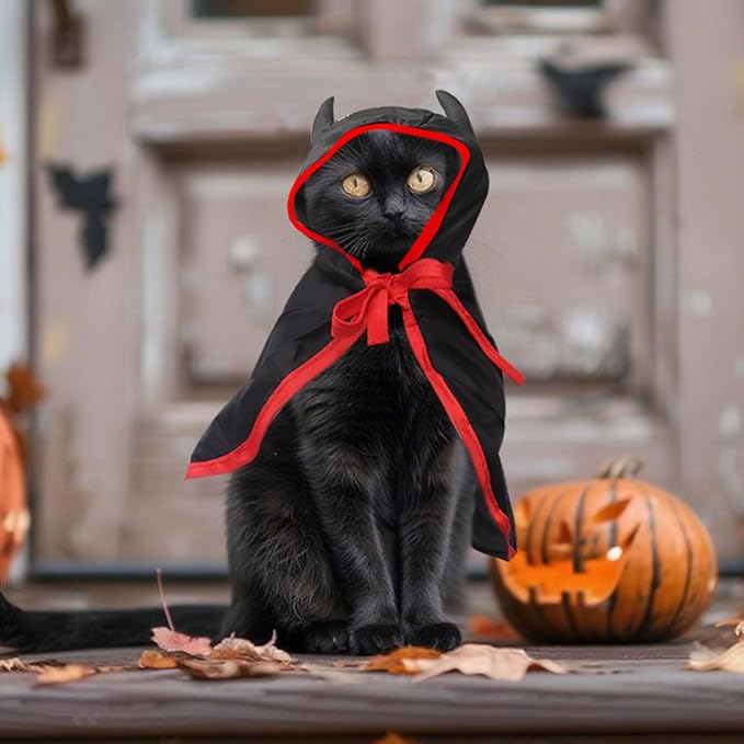 Halloween Pet Costumes Halloween Vampire Costume Cape Accessories Black Cat Wizard Cloak Puppy Witch Collar Cape Halloween Cosplay Clothes Apparel for Cats Small Dogs