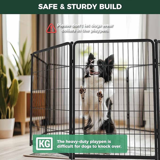 FXW Homeplus Unleashed Indoor Dog Playpen - Stress-Free and Safe Play, Heavy Duty 40 Inch 16 Panels Dog Pen with Connectors (Pack of 2) for Medium and Large Dogs, Black│Patented