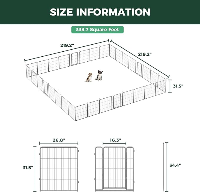 FXW Aster Dog Playpen Designed for Yard, 32inch 32 Panels