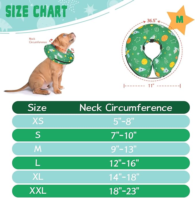 Inflatable Dog Cone Collar for After Surgery, Dog Donut Collar After Surgery, Soft Pet Cone for Small Medium Large Dogs to Stop Licking