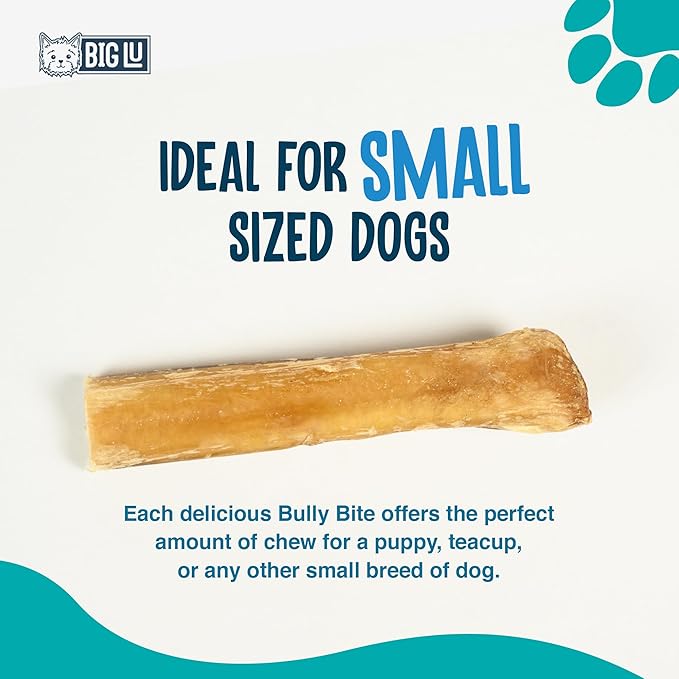 Big Lu - 4” Bully Sticks, 10 Count, 100% Grass-Fed Beef Chews, Fully Digestible, Long-Lasting Treats for Puppies and Small to Medium Dogs, Natural Single-Ingredient Chews for Keeping Dogs Busy