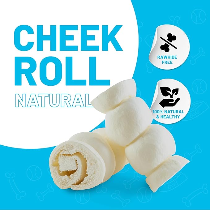 Sitka Farms Beef Cheek ROLL Natural 5-6 Inch (10 Count) Extra Thick Dog Chew Bones No Rawhide Sourced from Free Range Grass Fed/Healthy Teeth and Gums for Small Medium and Large Dogs