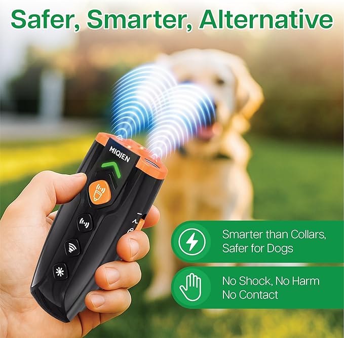 Dog Bark Deterrent Devices, Ultrasonic Anti Barking Device for Dogs, Stopping Own or Neighbor's Dog Barking, Rechargeable & Portable Dog Training Device, Safe & Effective for Indoor & Outdoor Use