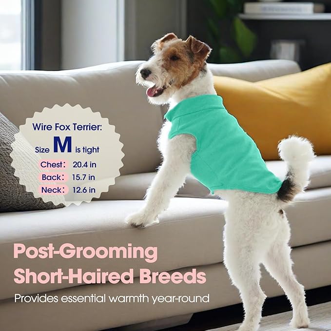 FUAMEY Dog Fleece Vest for Large Dogs,Warm Stretchy Dog Sweatshirts Pullover with Leash Hole Dogs Sweater Soft Pet Turtleneck Cozy Pet Vest Lightweight Sleeveless Cyan L