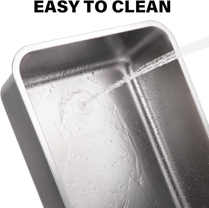 Stainless Steel Cat Litter Box, Metal Litter Box, Cat Litterbox for Kitten, Kitty, Rabbit, 6" High Side Cats Litter Boxes, Large Stainless Steel LitterBox, No Smell, Non Stick, Easy to Clean