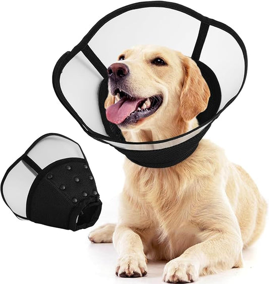 Allroaring Dog Cone Collar After Surgery, Soft Dog Cones for Large Dogs, Breathable Pet Elizabethan Collar Dogs Recovery Cone to Stop Licking Protective Wound Lightweight E-Collar, Black XL