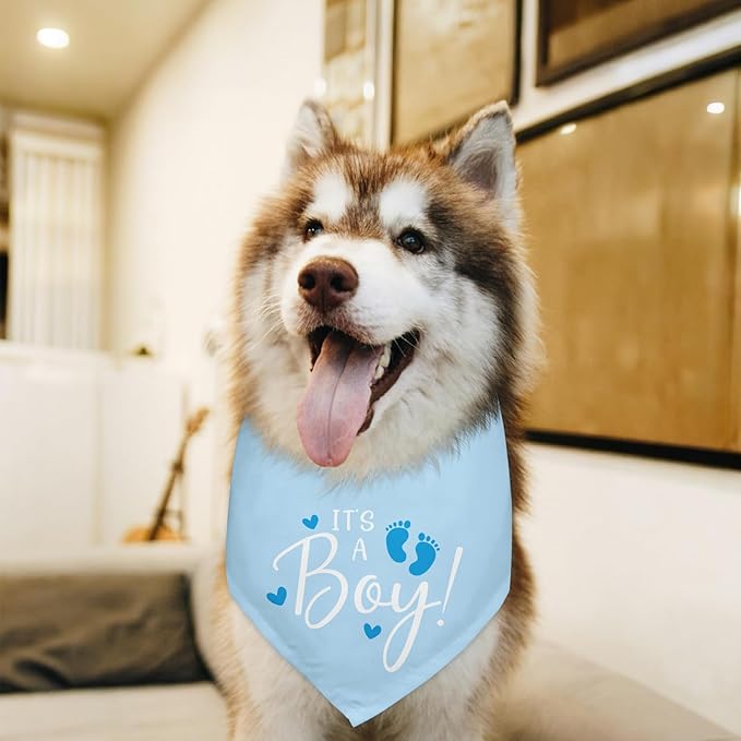 It's A Boy Gender Reveal Baby Announcement Pregnancy Announcement Dog Bandana Triangle Scarf Baby Announcement Photo Prop Pet Scarf Accessories for Pet Dog Lovers Gifts - Blue