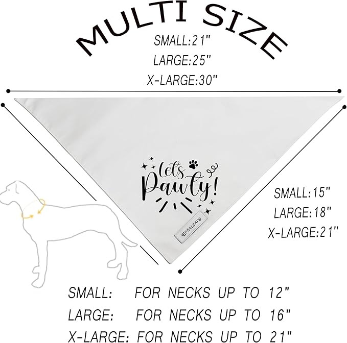 Realeaf Lets Pawty Dog Bandana,Wedding Birthday Party Outfit for Boy and Girl, Premium Durable Fabric, Engagement Announcement for Large and XLarge Dogs (X-Large)