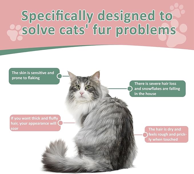 Skin & Coat Cat Chews - Omega 3, Vitamin E, Biotin Supplements for Healthy Skin, Glossy Coat & Anti - Shedding, Salmon Flavor 100ct Soft Chews (Salmon)